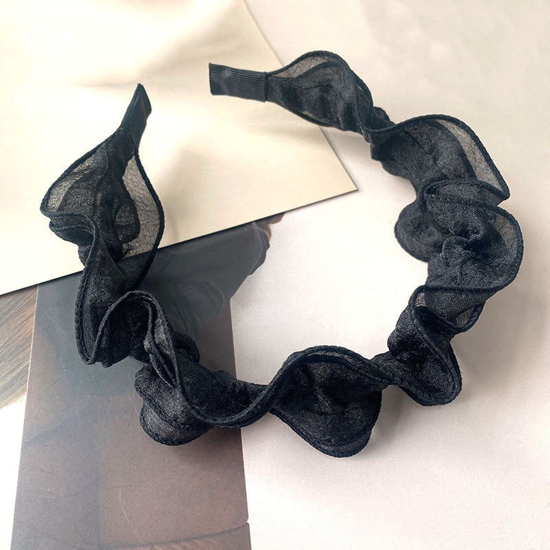 Black Large Intestine High-grade Satin Pleated Headband