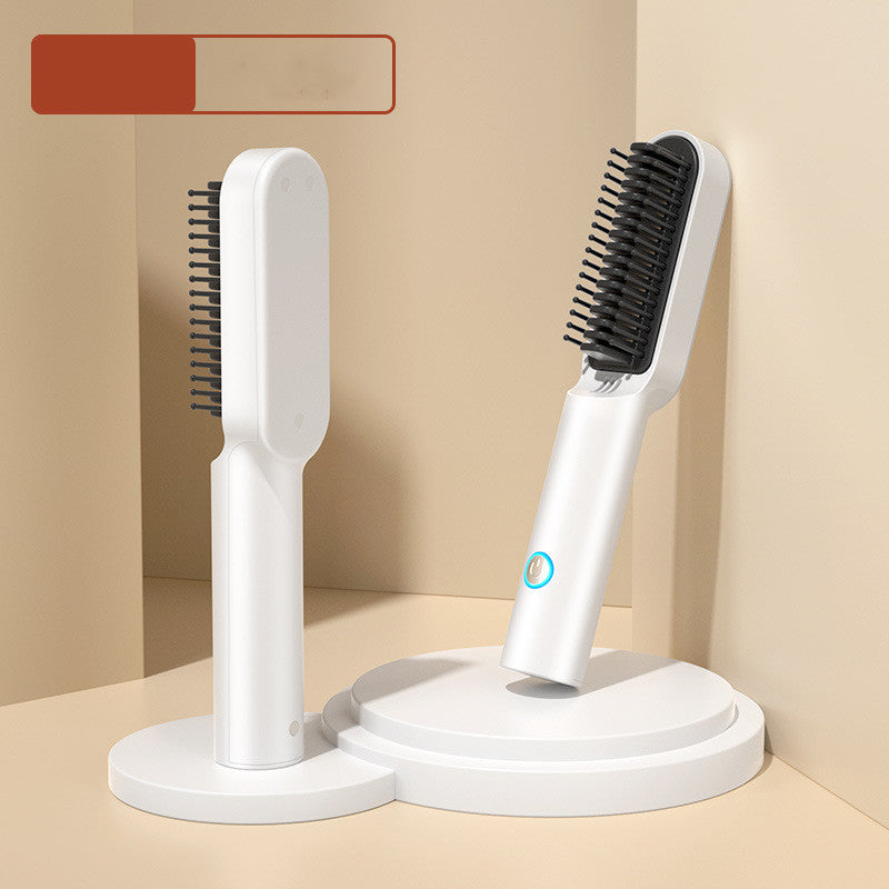 2-in-1 USB Rechargeable Hot Air Comb | Portable Hair Straightener & Curler Brush | 200°C | Travel Hair Styler | Michan Direct