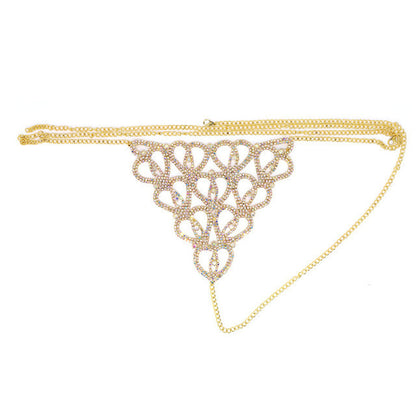 Accessories Rhinestone Claw Chain Body Chain Heart Shaped Sexy Bikini Panties