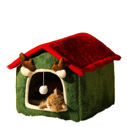 Christmas Cat Nest Winter Warm Four Seasons Universal Removable And Washable
