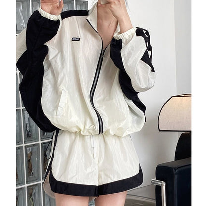 Color-blocked Sun-protective Clothing Casual Lightweight Outfit Set