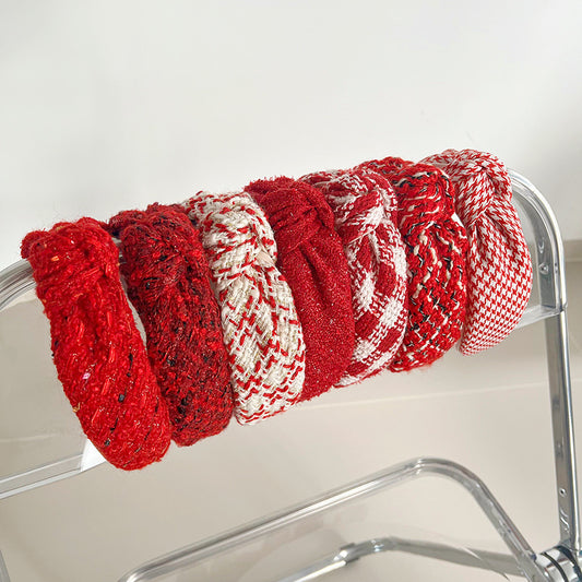 Christmas Red Series Wide Brim Hair Pressing Knot In The Middle Headband