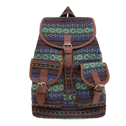 Large Capacity Contrast Color Scheme National Style Trendy Backpack