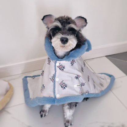 Pet Autumn And Winter Thick Warm Dehaired Angora Printed Cloak Small Blanket