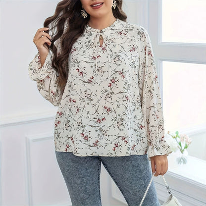 Graceful And Fashionable Printed Lace-up Women's Shirt