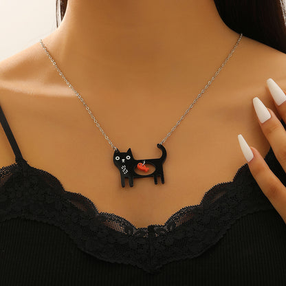 Cute Dog Cat Cartoon Necklace Ins Creative Collarbone Chain