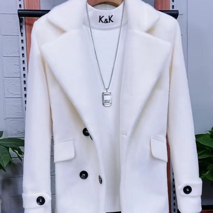 Herren-Trenchcoat, mittellang, aus Kunstnerzfleece