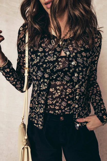 Women's Retro Simple Printed Shirt Set