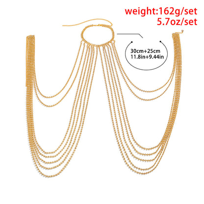 Sexy Quasten-U-förmige Krallenkette mit Diamant-Körperkette