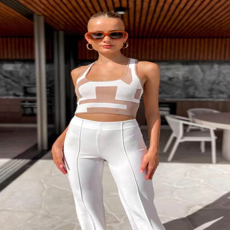 New Women's Spring And Summer Contrast Color Sexy U Collar Camisole