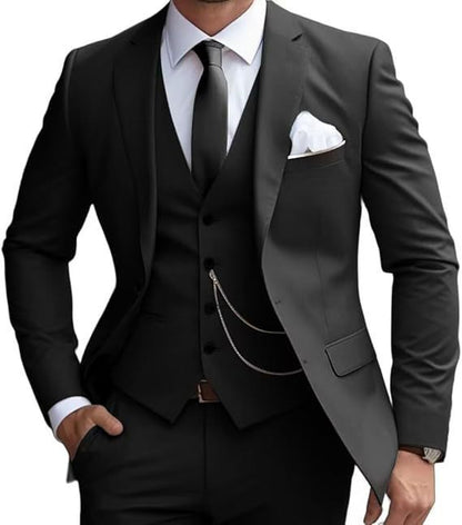 Men's Premium Slim Fit 3-Piece Business Suit - Formal Wedding Banquet Tuxedo Set