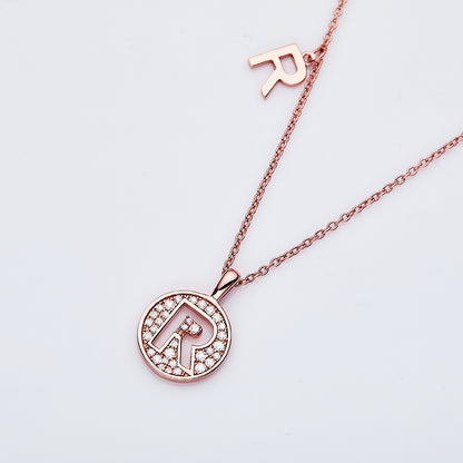 One Of The 26 Letters, R, Set With Top-quality Moissanite, Luxurious And Fashionable Light Luxury Trend Jewelry, Silver Necklace Pendant S925 Silver Electroplated Rose Gold