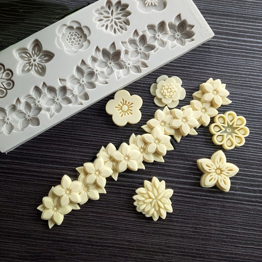 1pc 5.71inch Flower-shaped Fondant Silicone Mold