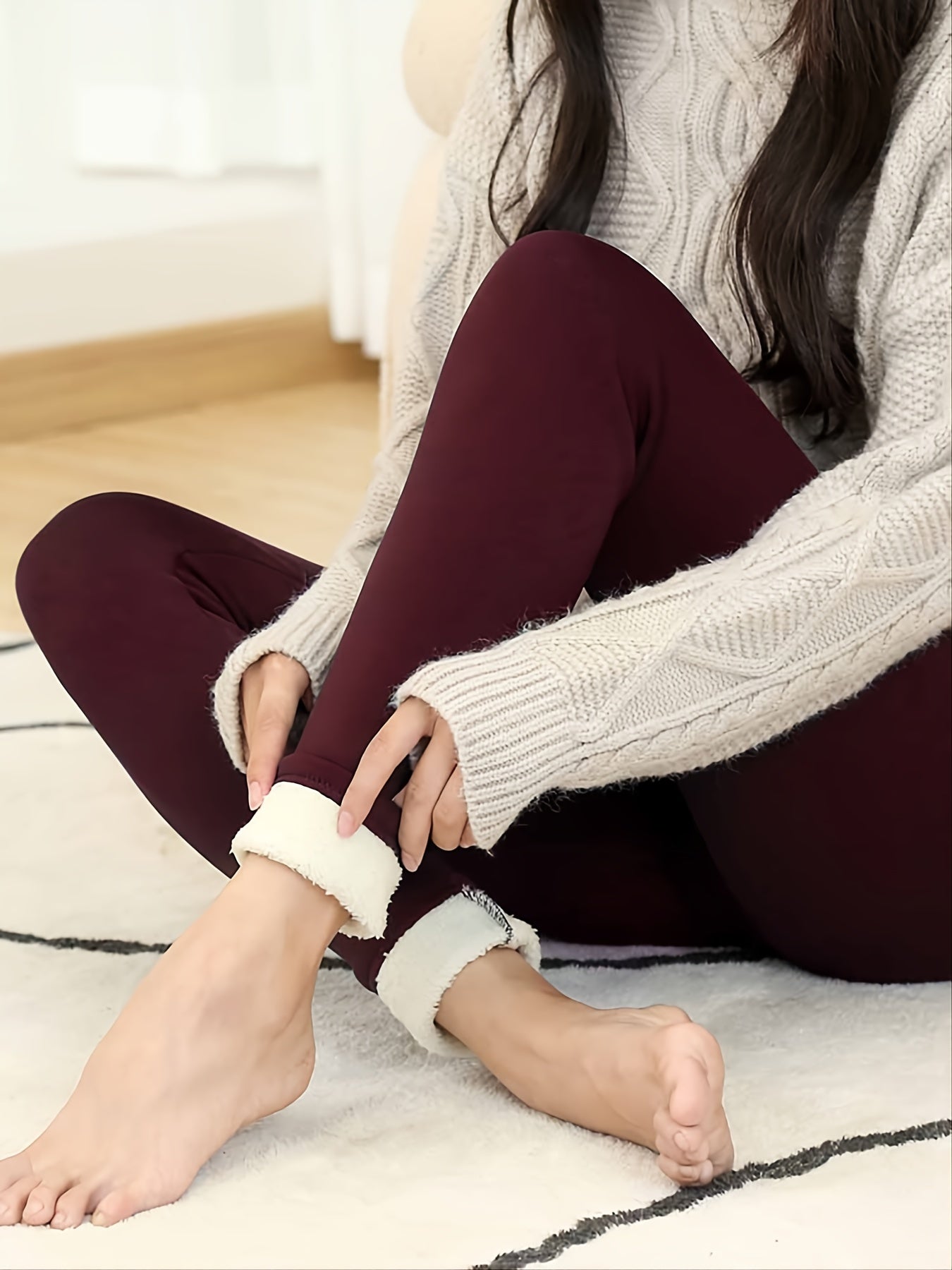 Cozy Fleece-Lined High-Waist Leggings for Women - Stretchy & Warm, Olive Green, Casual Style, Non-See-Through, Solid Color, Perfect for Winter, Machine Washable