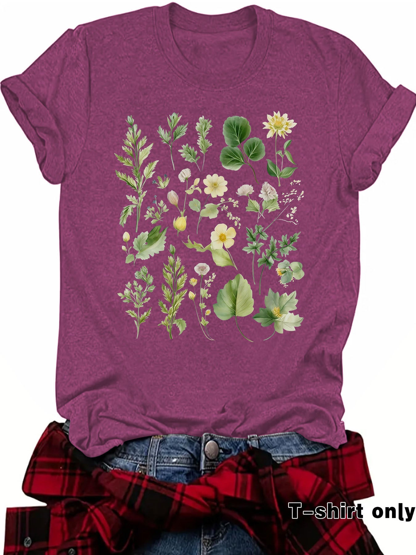 Fashionable Loose-fitting Casual Short-sleeve Top With Floral Print
