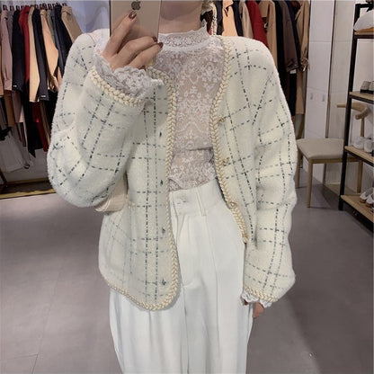 Classic Style Knitted Sweater Striped Loose All-match Women's Coat