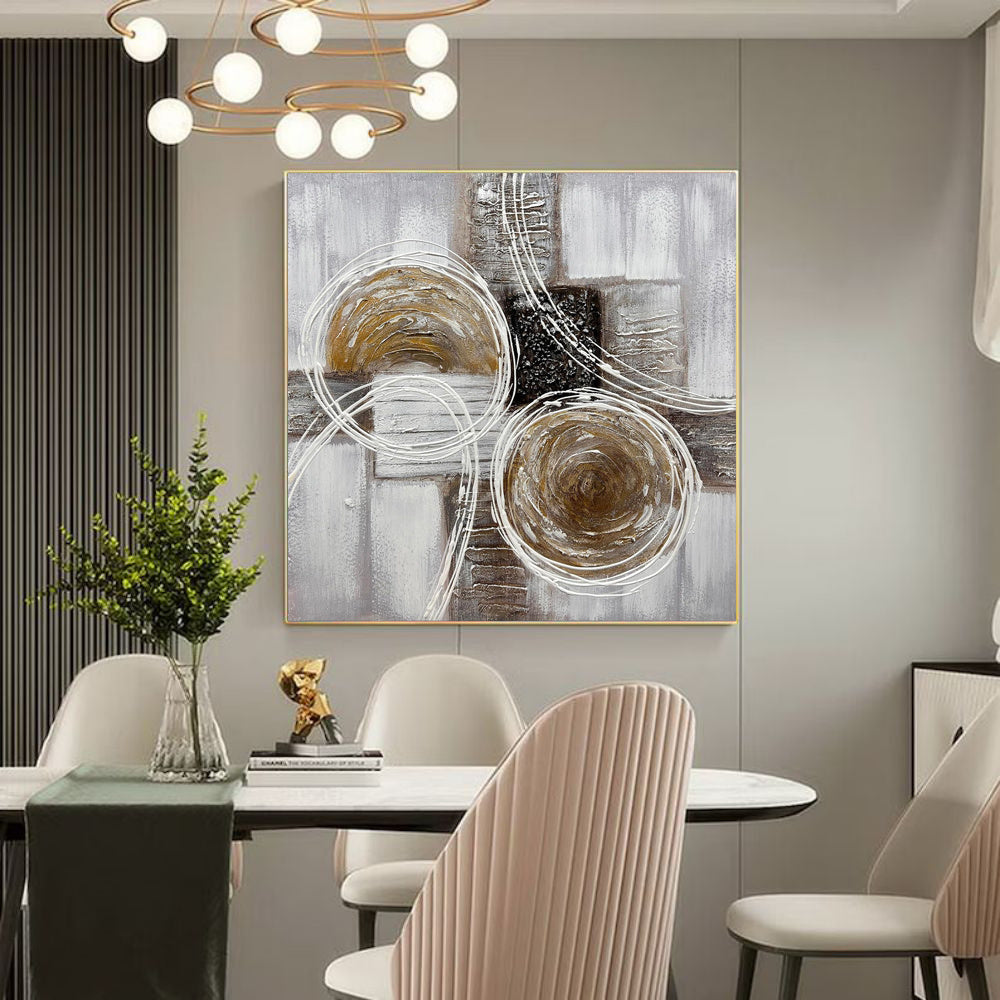 Modern Brown And Black Thick Oil Texture Abstract Landscape Picture Handmade Oil Painting Decor Living Room Sofa Back Mural