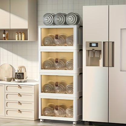 1pc Rectangle Storage Box with Lids, Plastic Waterproof Collapsible Organizer on Wheels, Magnetic Closure Multipurpose Container for Home & Kitchen Storage