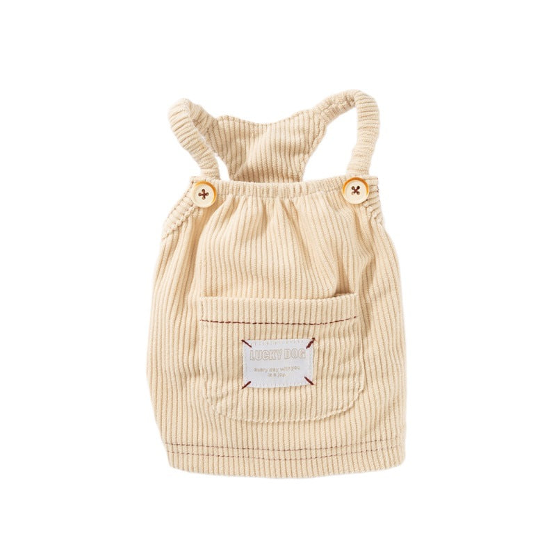 Puppy Clothes Fahion Solid-colour Corduroy Pet Vest For Teddy Dog Winter Casual Halter For Schnauzers Warm Clothing Pet Supplies