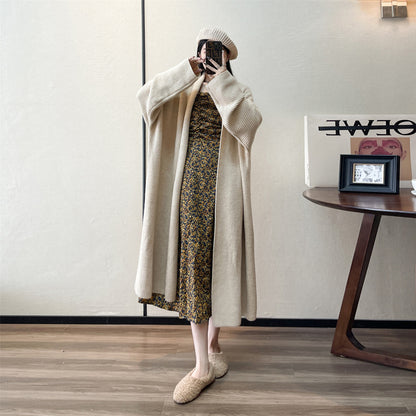 Solid Color Lazy Style Loose Mid-length Sweater Coat Women's Fashion