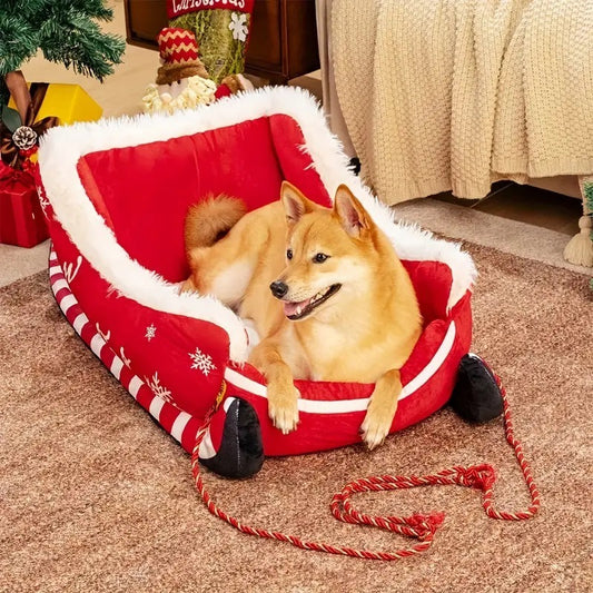Christmas Sled Kennel Pet Bed
