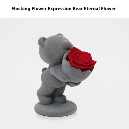Creative Flocking Rose Bouquet Confession Bear Valentine's Day Gift