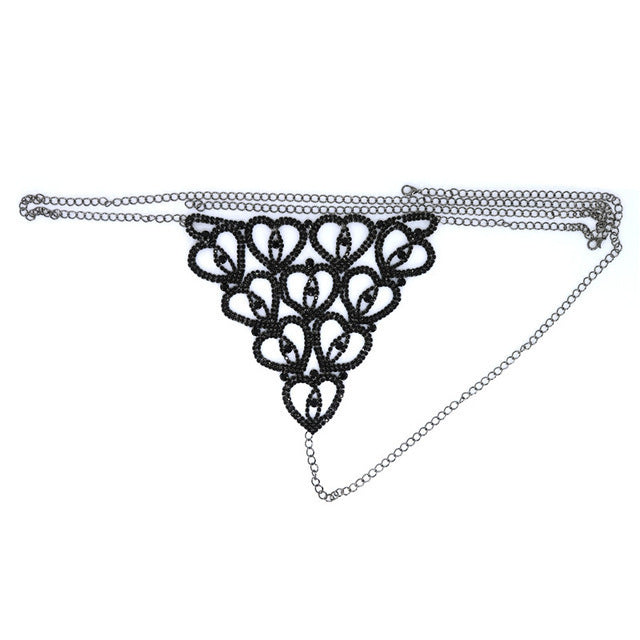 Accessories Rhinestone Claw Chain Body Chain Heart Shaped Sexy Bikini Panties