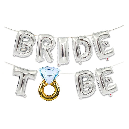 16-Inch 'Bride to Be' Foil Balloon Set with Ring & Crystal Accents - Reusable, Perfect for Bachelorette Parties, Weddings & Bridal Showers, Mixed Colors, Wedding Decorations, Halloween Decorations, Christmas Decorations, Wedd
