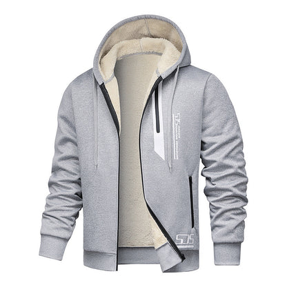 Cashmere Hoodie Men's Fleece-lined Thickened Hooded Jacket