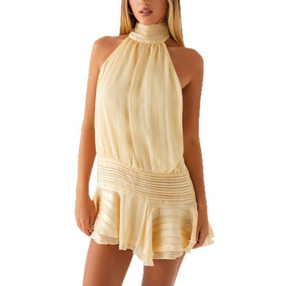 Women's Halter Pleated Dress Fashion