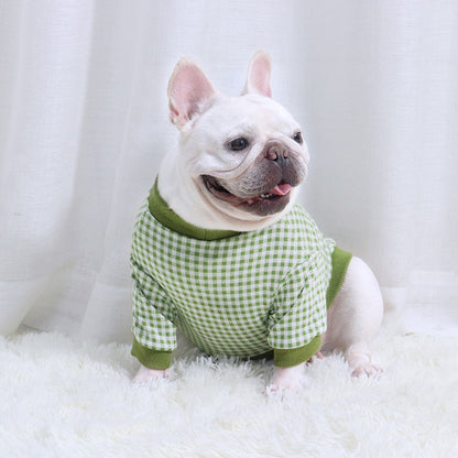 Fadou Autumn And Winter Plus Velvet Sweater Fat Plaid Dog Clothes