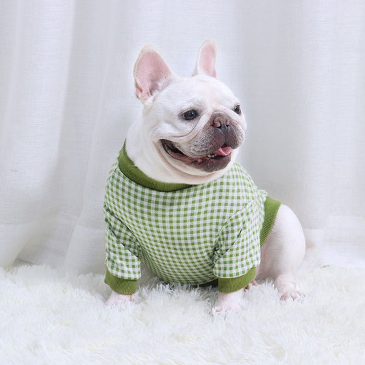 Fadou Autumn And Winter Plus Velvet Sweater Fat Plaid Dog Clothes