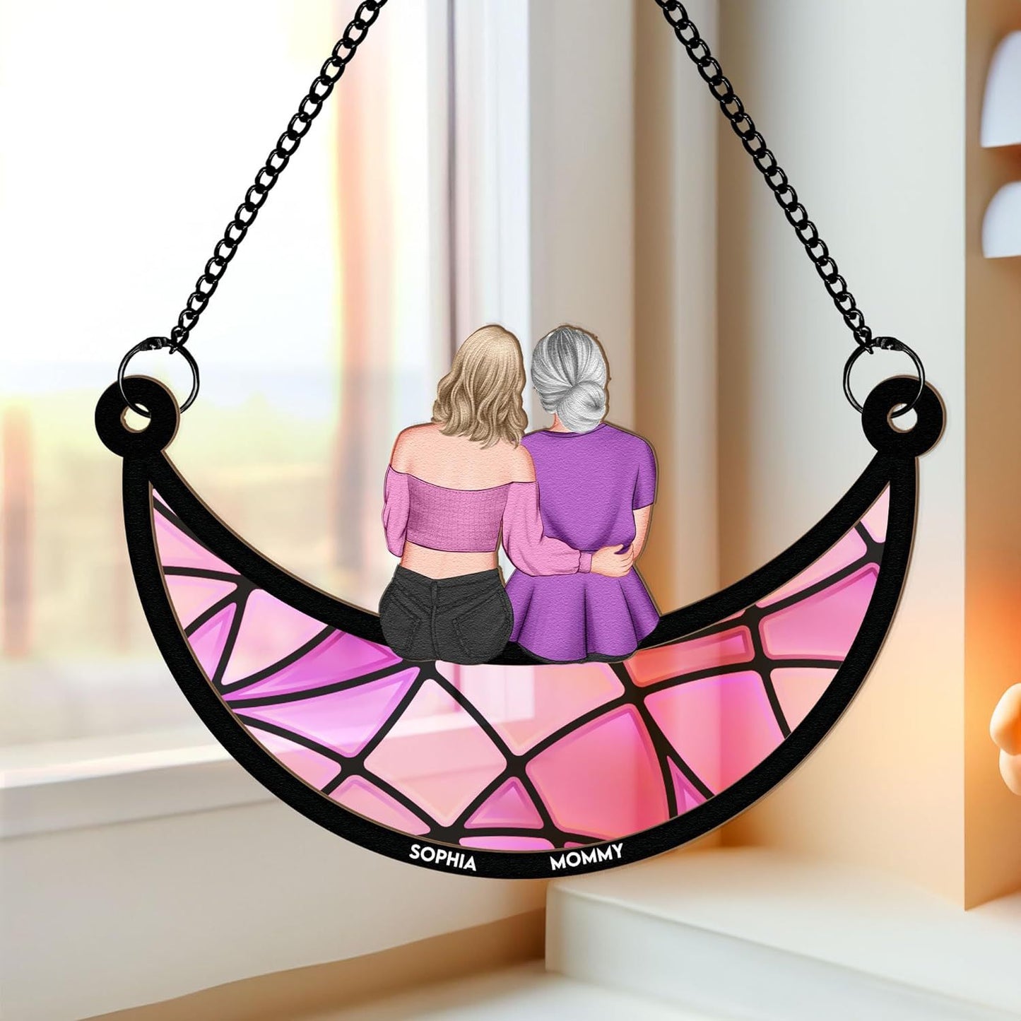 Mother's Day Decoration Gift Mother And Daughter Pendant On The Moon