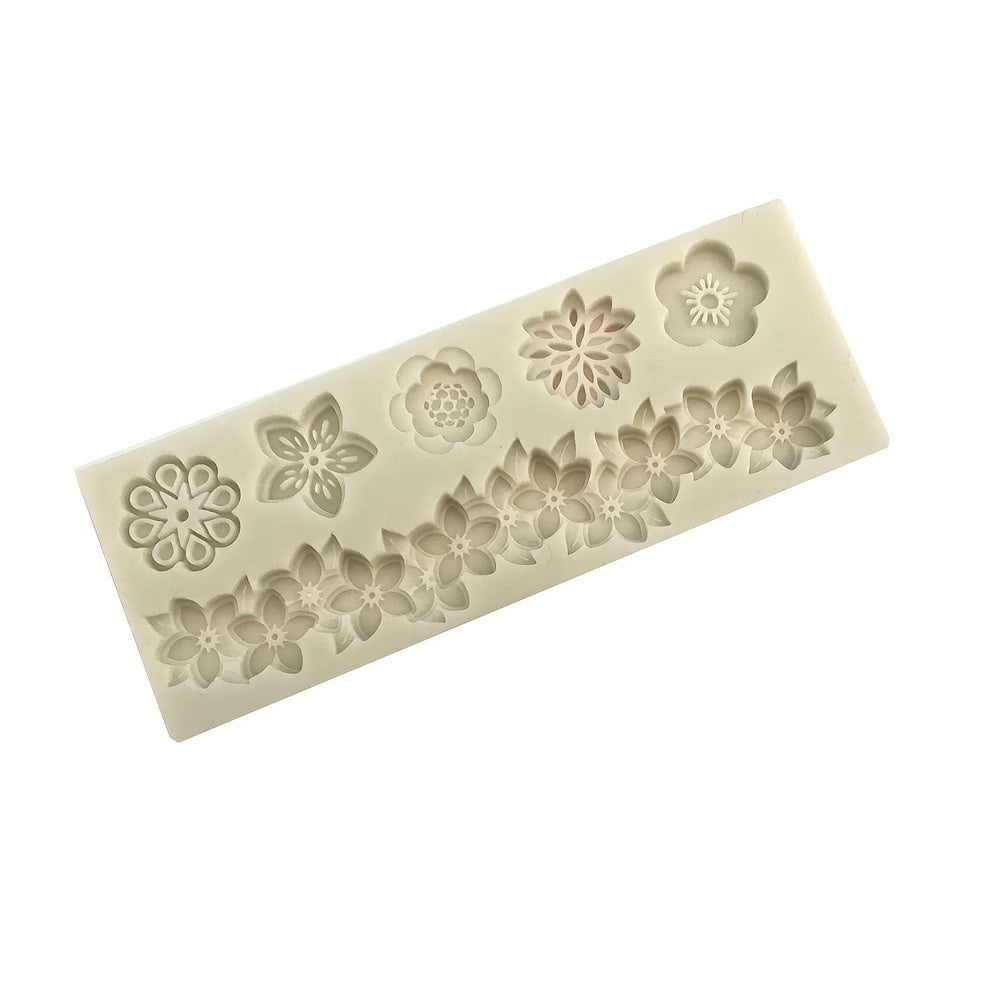 1pc 5.71inch Flower-shaped Fondant Silicone Mold