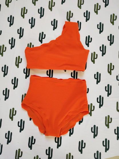 European And American-style Petal-patterned Sexy Off-shoulder High-waist Bikini