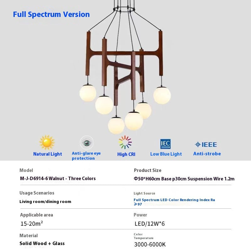 Living Room Chandelier Solid Wood Stairs Dining-room Lamp
