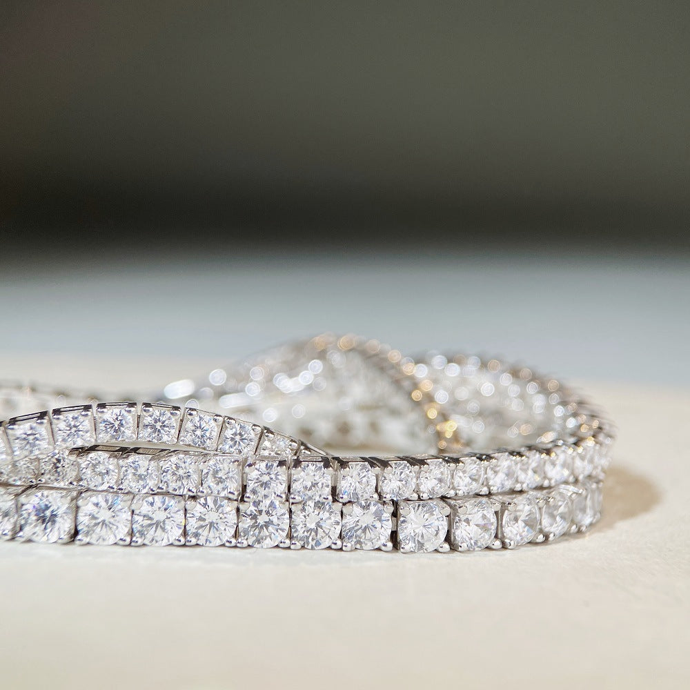 Sterling Silver Tennis Chain Moissanite Necklace Moissanite Braceletunisex Design