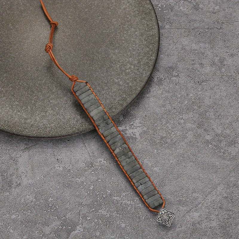 1pc Bohemian Trend Rectangular Cylindrical Colorful Woven Stone Bracelet for Men Jewelry