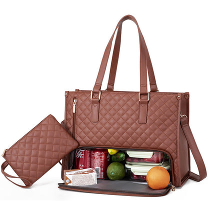 Convenient Commute New Lunch Bag Women's Insulated Lunch Box Women's Leak-proof Large Purse Diagonal Computer Storage