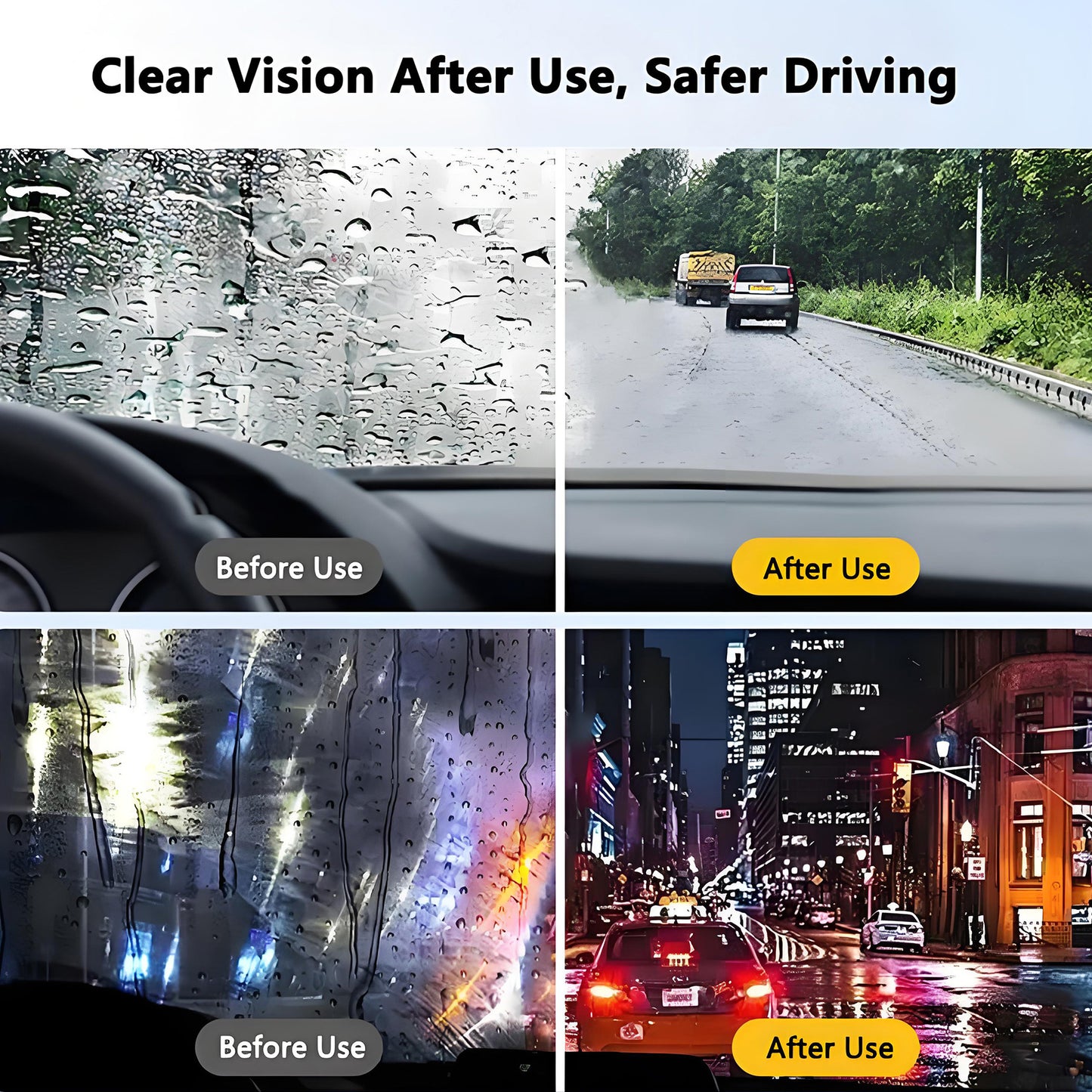 Safe Driving | Anti-Fog & Waterproof Car Wipes for Windshields, Mirrors, and Helmets - 3-in-1 Cleaning Formula for Fog Removal, Oil Film Removal, and Streak-Free Shine - Fit for All Vehicles