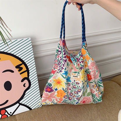 Large Capacity Hand Shoulder Bag Drawstring Floral
