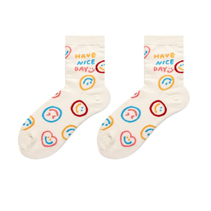 Socks Female Japanese Cute Cartoon Hand-painted  Stockings Korean Version