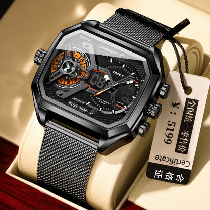 Luminous Waterproof Men's Sports Watch - 2.4" Display Digital Smartwatch with Mesh Band