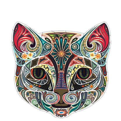 Flower Face Cat Irregular Wooden Puzzle Flat Area Wood