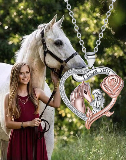 Fashion Girl And Horse Necklace Women's Valentine's Day Gift