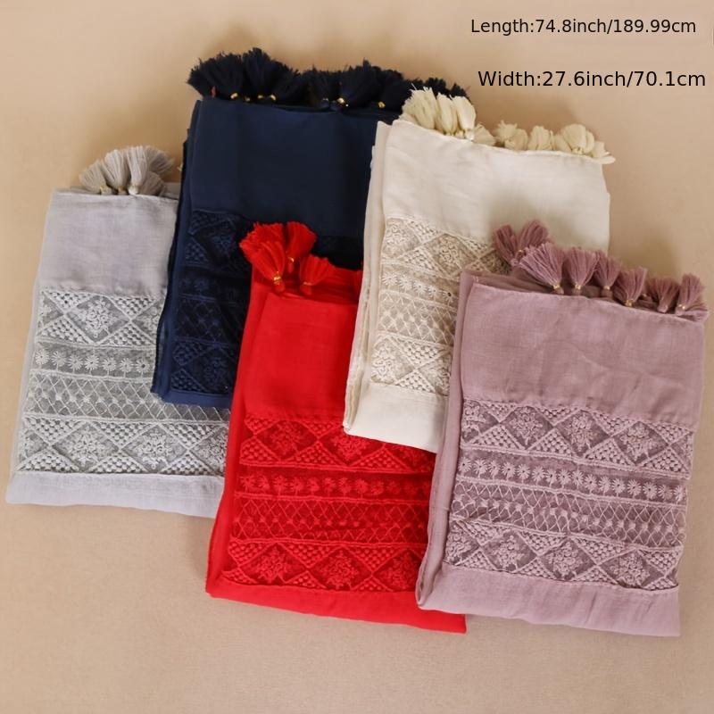 Embroidery Hollow Lace Tassel Scarf Fashion Elegant Casual Cold Weather Scarves Wraps For Women for eid
