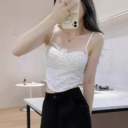 Pure And Seductive Lace Fishbone Camisole For WomenOuterwear And Underwear