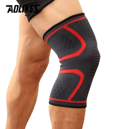 1pc AOLIKES Compression Knee Pad Sleeve - Breathable, Non-Slip, Durable Polyamide & Nylon, Ideal for Running, Volleyball, Basketball, Yoga, Tennis, Football