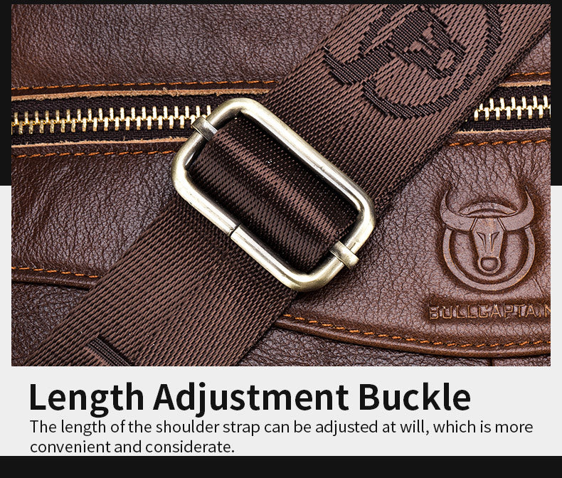 Premium Leather Messenger Bag - Large Capacity Business Briefcase for Men | BULLCAPTAIN