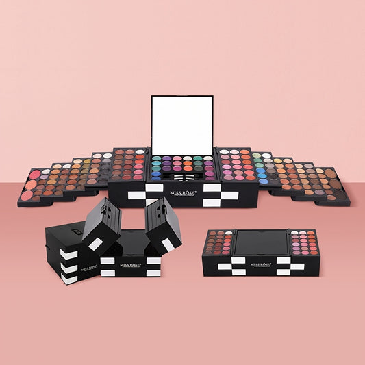 148-Color Ultimate Makeup Kit Collection - Includes 82-Color Pearly Eyeshadow Palette, 60-Color Matte Eyeshadow, 3-Color Blush, 3-Color Eyebrow Powder, and 3 Sponge Sticks with Mirror - Complete Makeup Essentials for Mom, Per